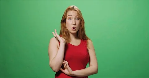 Assertive young woman, greenscreen, slow motion Stock Footage 114130574