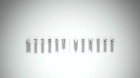ASSERTIVENESS 3D title animation with shadows on a white background Video stock 296782183