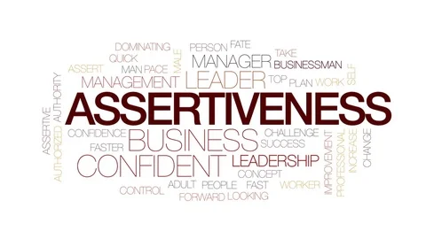 Assertiveness animated word cloud, text design animation. Kinetic typography. Stock Footage 77050912