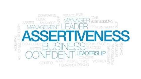 Assertiveness animated word cloud, text design animation. Kinetic typography. Stock Footage 77156643