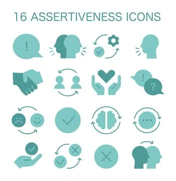 Assertiveness icon set. Flat vector illustration Stock Illustration