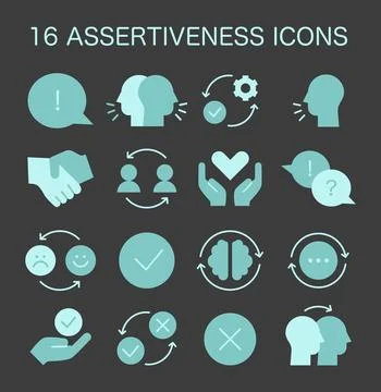 Assertiveness icon set. Flat vector illustration Stock Illustration