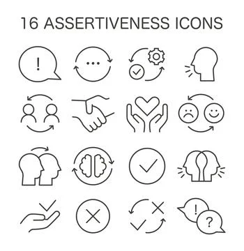 Assertiveness icon set. Flat vector illustration Stock Illustration
