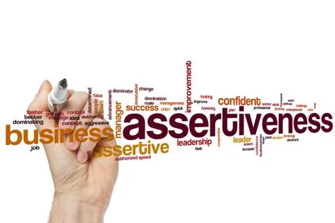 Assertiveness word cloud Stock Photos
