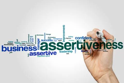 Assertiveness word cloud Stock Photos
