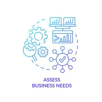 Assess business needs blue gradient concept icon Illustrazione stock