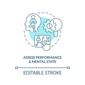 Assess performance and mental state turquoise concept icon Stock Illustration