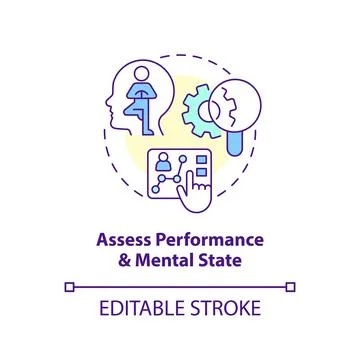 Assess performance and mental state concept icon Stock Illustration