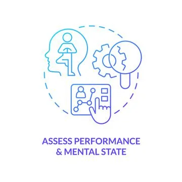 Assess performance and mental state blue gradient concept icon Illustrazione stock
