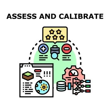 Assessing and calibrating business process and data analysis Stock Illustration