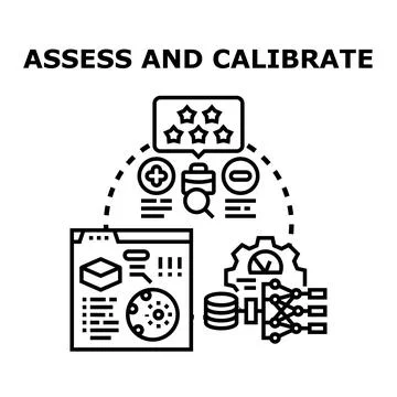 Assessing and calibrating business process and data analysis Stock Illustration