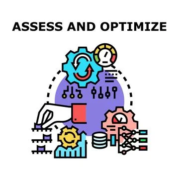 Assessing and optimizing business process development concept Illustrazione stock