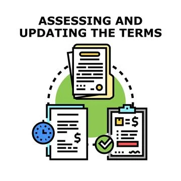 Assessing and updating policy terms and conditions process 스톡 일러스트