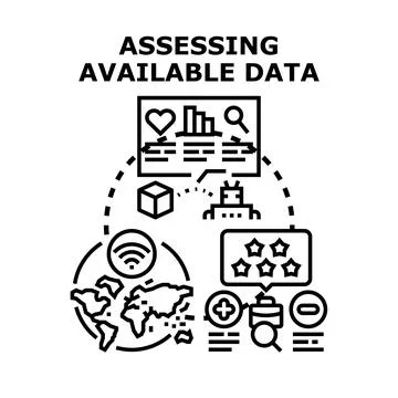 Assessing available data for business analytics and insights Stock Illustration