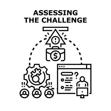 Assessing business challenge and finding opportunity solution Illustrazione stock