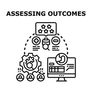 Assessing business outcomes and evaluating health data Illustrazione stock