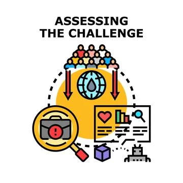 Assessing challenge people global problem solving concept イラスト素材