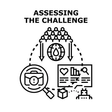 Assessing challenge people global problem solving concept Stock Illustration