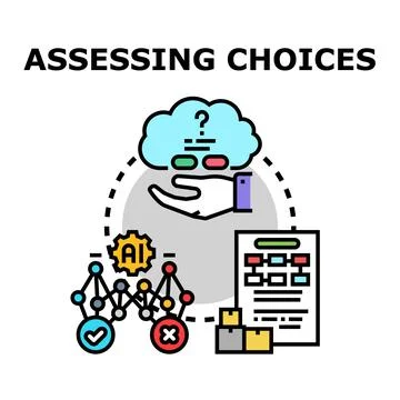 Assessing choices with artificial intelligence and data evaluation 스톡 일러스트