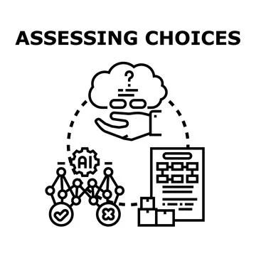Assessing choices with artificial intelligence and data evaluation 스톡 일러스트