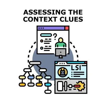 Assessing context clues and structured information analysis 库存插图