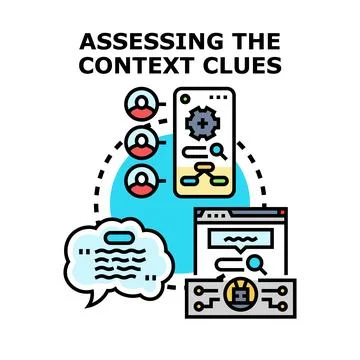 Assessing context clues for data analysis and communication Stock Illustration