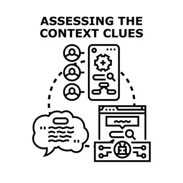 Assessing context clues for data analysis and communication Stock Illustration