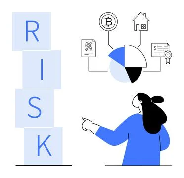 Assessing Financial Risks Bitcoin, Real Estate, and Investments in the Mode.. Illustrazione stock