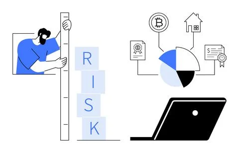 Assessing Financial Risks with Technology Cryptocurrency, Investments, and .. Illustrazione stock