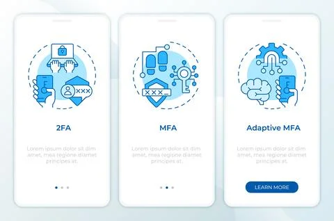 Assessing iam system classifications blue onboarding mobile app screen Stock Illustration