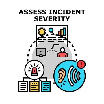 Assessing incident severity and security alert process Stock Illustration