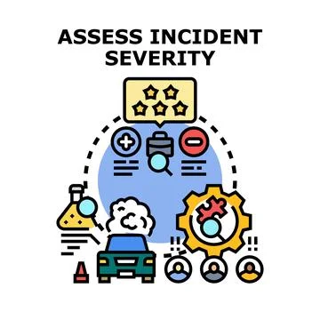Assessing incident severity, management, and risk evaluation concept Illustrazione stock