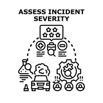 Assessing incident severity, management, and risk evaluation concept 库存插图