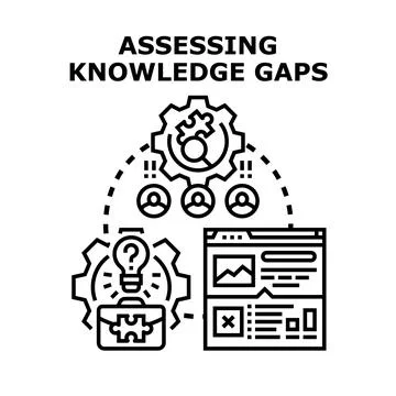 Assessing knowledge gaps measuring education learning performance Illustrazione stock