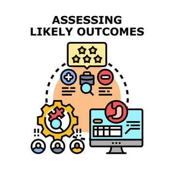 Assessing likely outcomes with data analysis and evaluation Stock Illustration