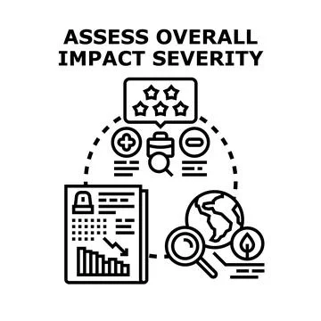 Assessing overall impact severity and risk management concept Illustrazione stock