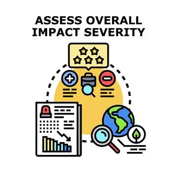 Assessing overall impact severity and risk management concept Stockillustratie