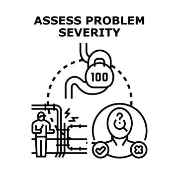 Assessing problem severity and system malfunction analysis Stock Illustration