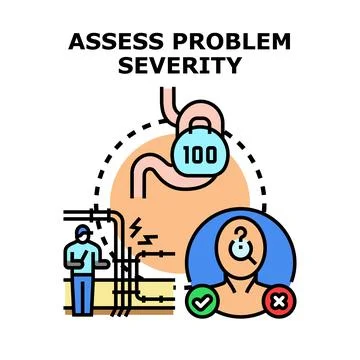 Assessing problem severity and system malfunction analysis Stock Illustration