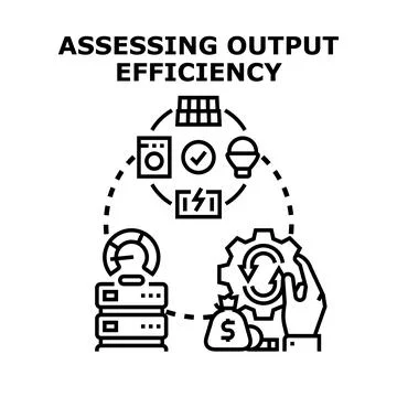 Assessing production output efficiency and energy consumption Stock Illustration