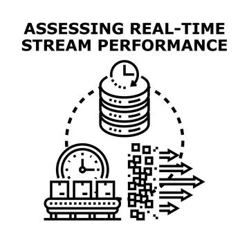 Assessing real time stream data performance and monitoring Stock Illustration