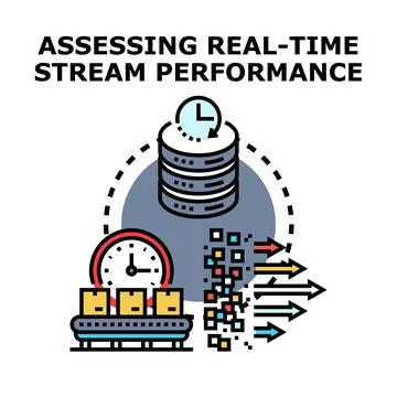 Assessing real time stream data performance and monitoring Stock Illustration