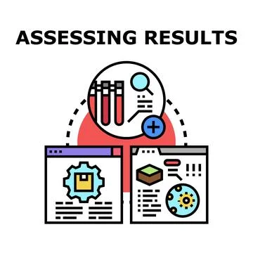 Assessing results process for data analysis and research Stock Illustration