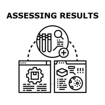 Assessing results process for data analysis and research Stockillustratie