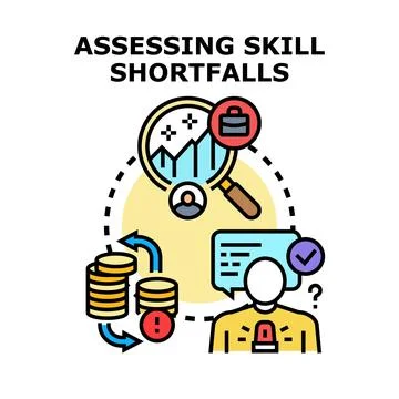 Assessing skill gaps finding career development opportunities Stock Illustration
