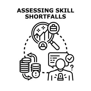 Assessing skill gaps finding career development opportunities Stock Illustration