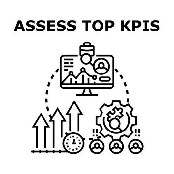 Assessing top kpis for business performance analysis and growth Stock Illustration