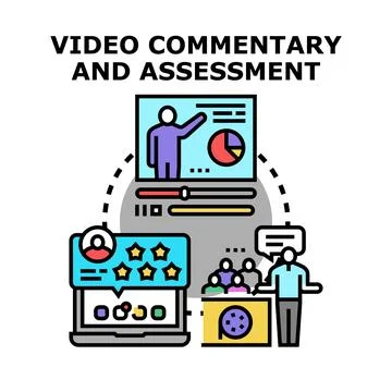 Assessing video content with commentary and feedback Ilustração Stock