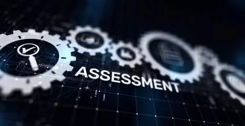 Assessment analysis Business analytics evaluation measure technology concept Illustrazione stock