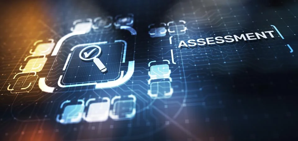 Assessment analysis Business analytics evaluation measure technology concept. Stockillustratie